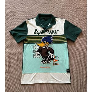 8ighth Dstrkt Men's‎ Polo Shirt Duck Carpet Mascot Green Colorblock Large